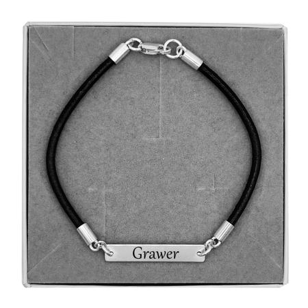 Bransoletka skóra naturalna 2,5 mm z grawerem srebro 925